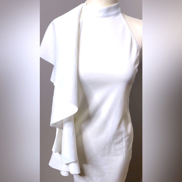 Sexy One Shoulder Dress with Cascading Ruffled Sleeve - Picture 4 of 11